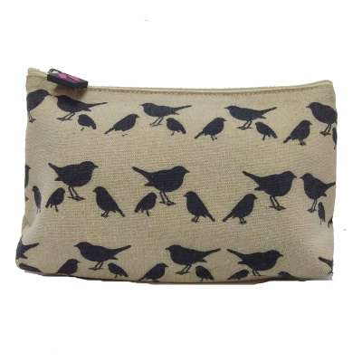 New Product Canvas Bird Cosmetic Bag With Zipper